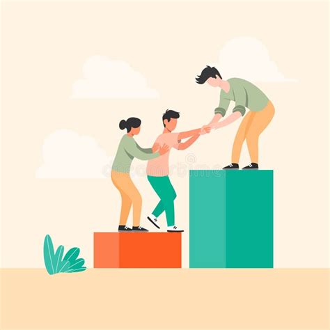 Drawing Of People Helping Others stock illustrations.